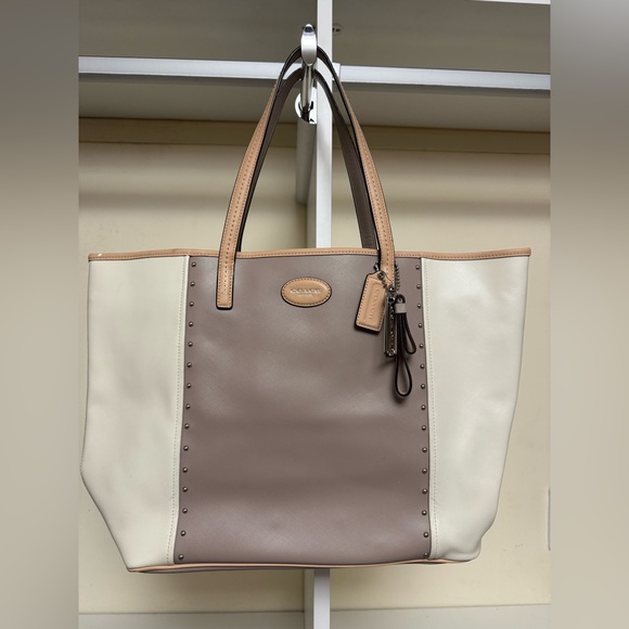 Coach Handbags - Coach Two-Tone Leather Tote Bag